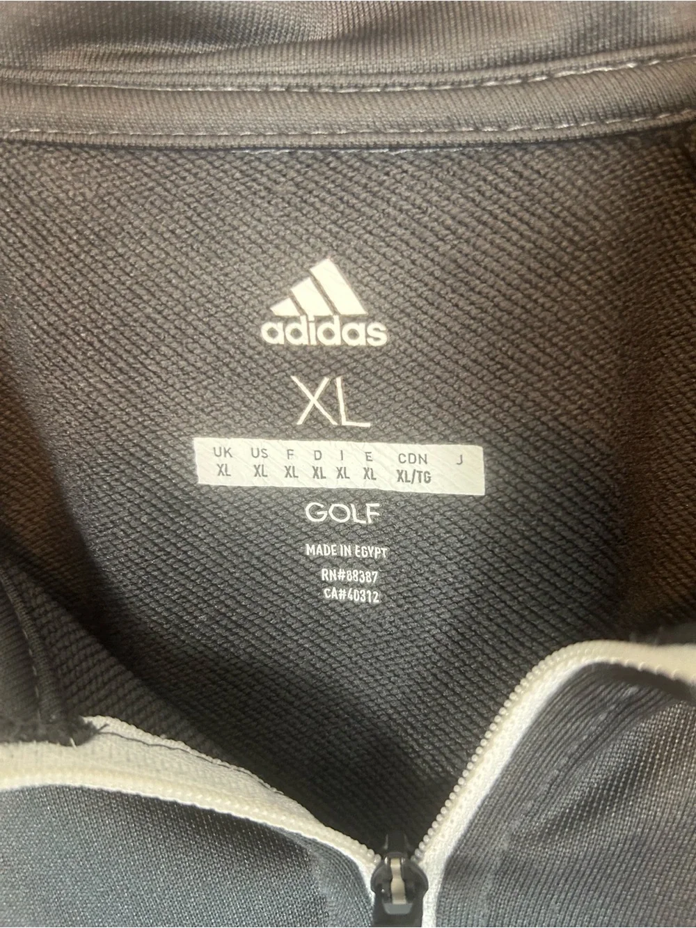adidas Black Golf Quarter-Zip Pullover with White Trim